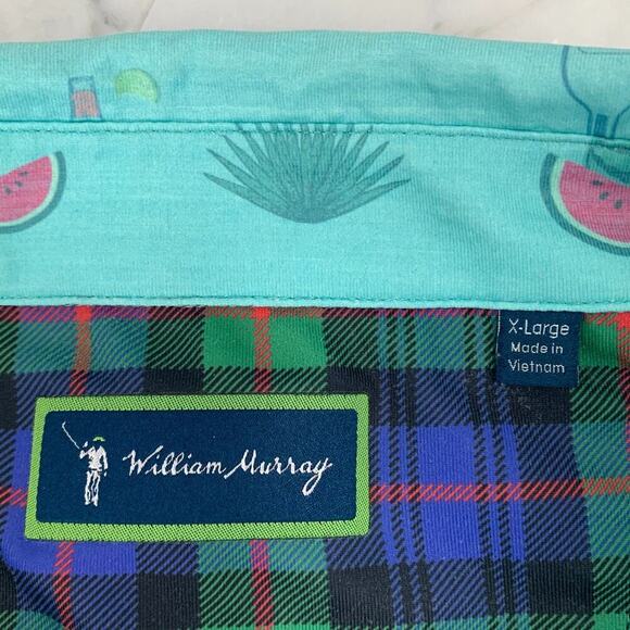 WILLIAM MURRAY Agua Caliente Polo XL Turquoise Golf Watermelon Margaritas VGUC - Picture 2 of 8